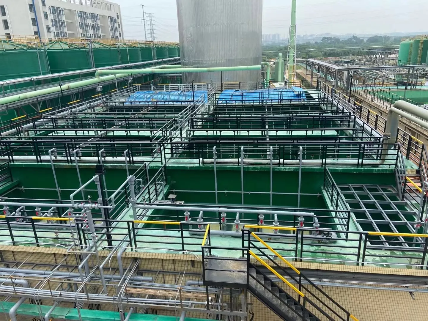 Battery factory wastewater treatment tank pool, aeration project using MingTian SHANGU RSR series tri‑lobe roots blowers for sewage aeration